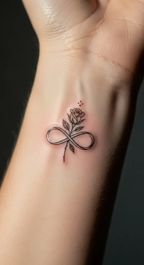 Tiny Infinity Rose Wrist Tattoo