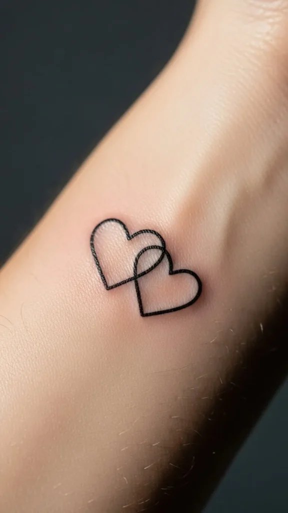 Tiny Interlocked Hearts on the Wrist