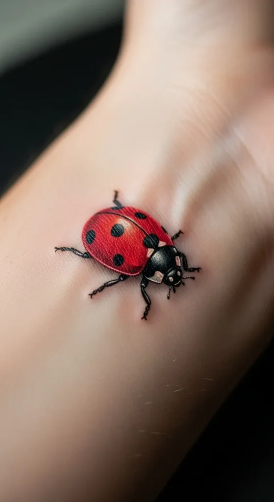 Tiny Ladybug Tattoo