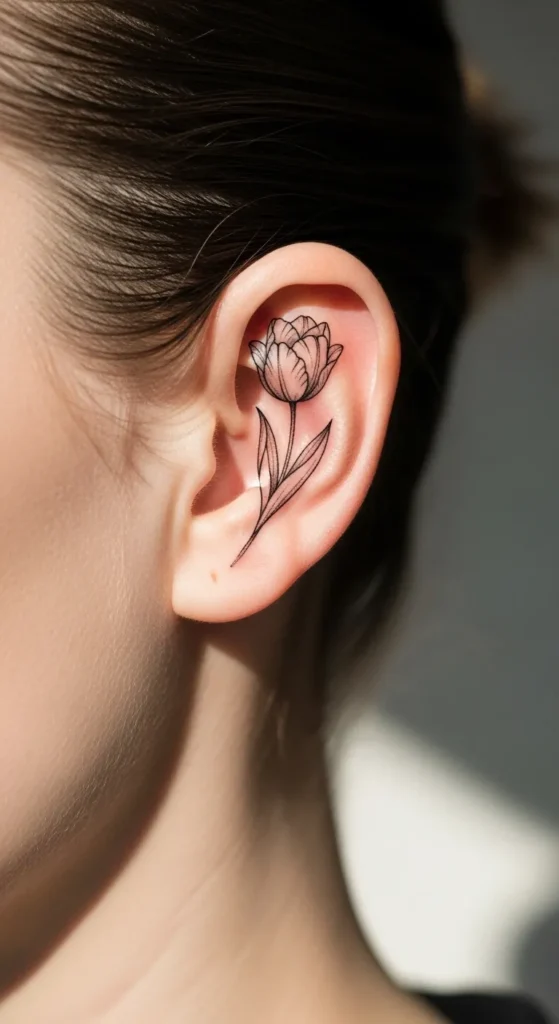 Tiny Tulip Behind the Ear