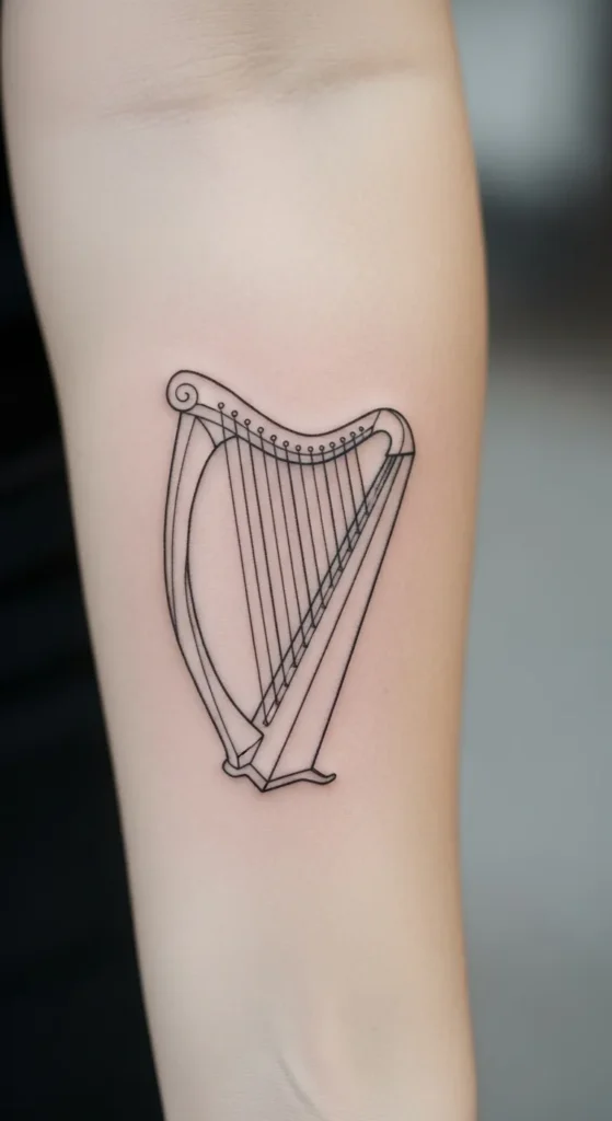 Traditional Celtic Harp Outline