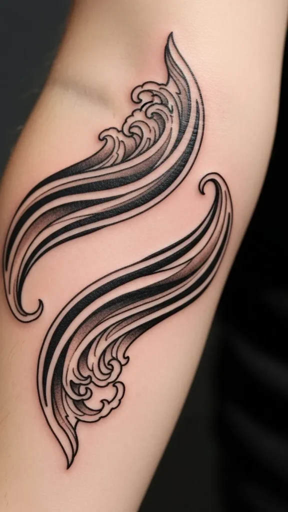 Twin Celtic Wave Lines
