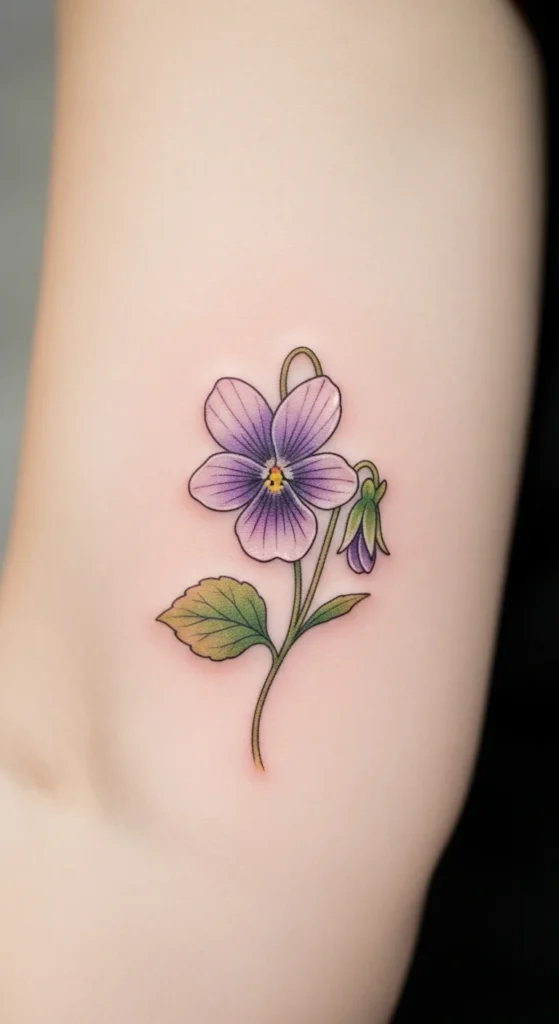 Violet Flower Minimal Tattoo