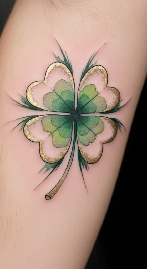 Watercolor Four-Leaf Clover