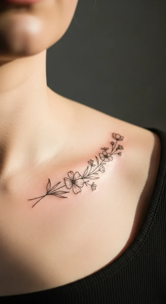 Wildflower Curve Along the Collarbone