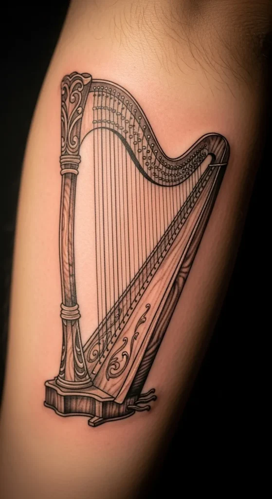 Wooden Frame Harp Illustration
