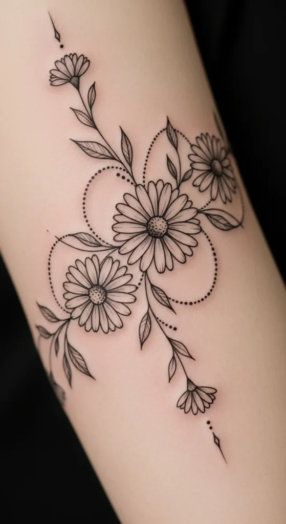 Line Art Daisy Chain