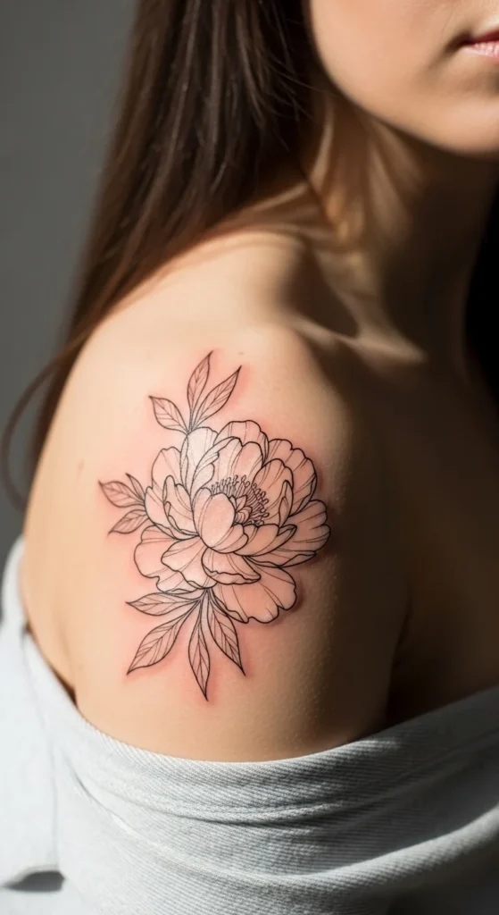 Soft Peony Outline