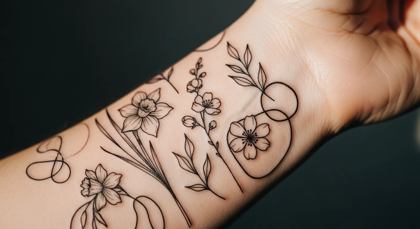 21 Clean Spring Aesthetic Line Tattoos That Look Modern