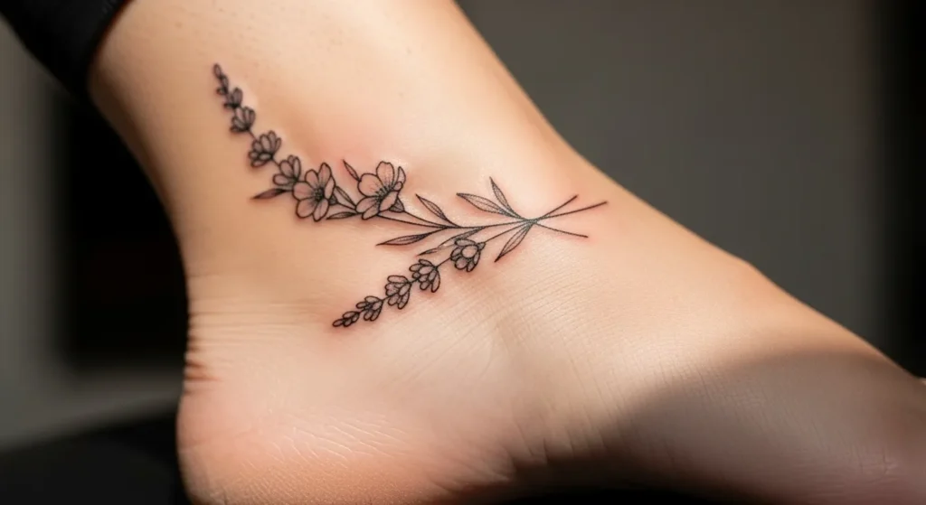 21 Elegant Spring Floral Ankle Tattoos That Look Delicate