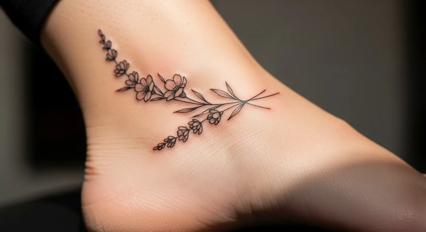 21 Elegant Spring Floral Ankle Tattoos That Look Delicate