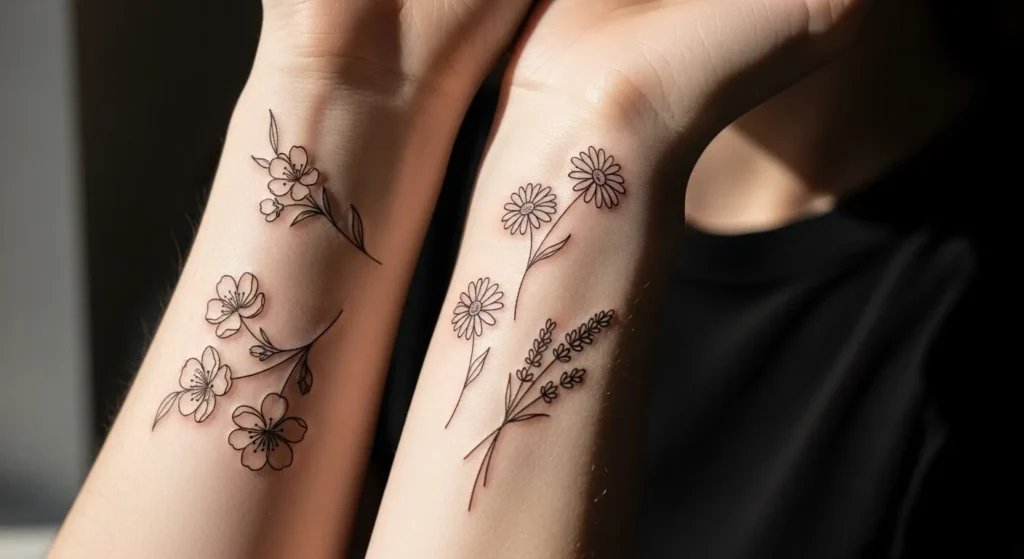 22 Simple Spring Flower Line Tattoos That Feel Poetic