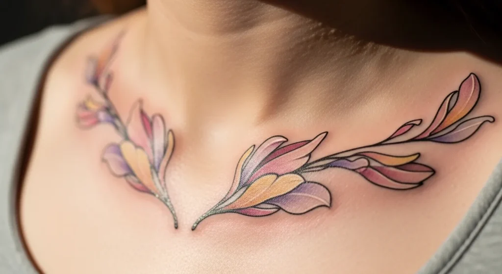 24 Elegant Spring Floral Collarbone Tattoos That Feel Soft