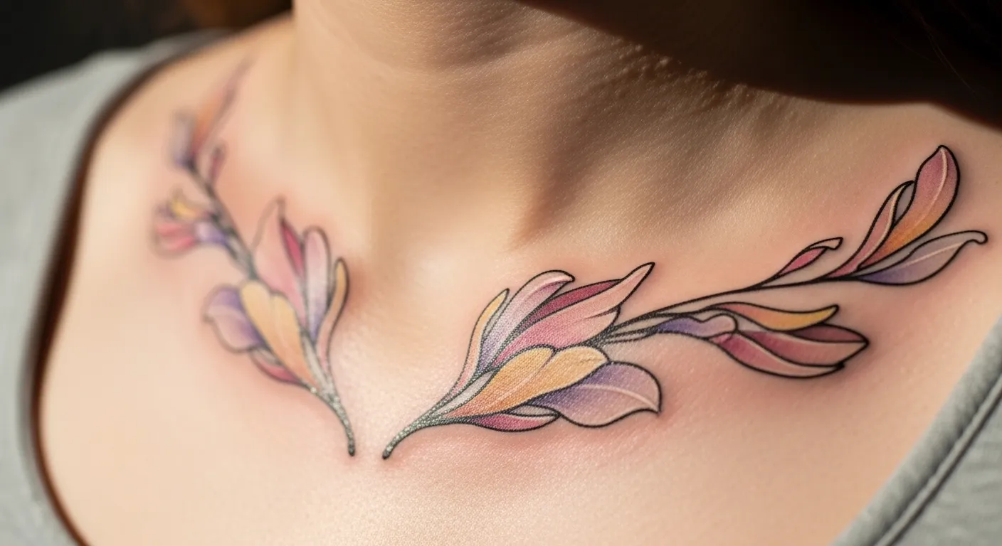 24 Elegant Spring Floral Collarbone Tattoos That Feel Soft