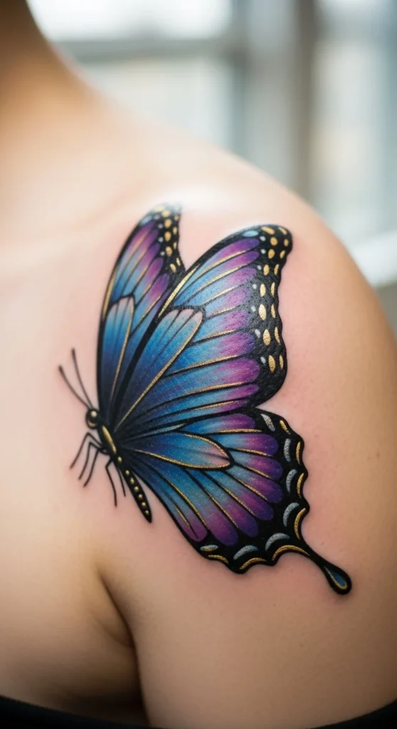 Butterfly with Open Wings in Motion