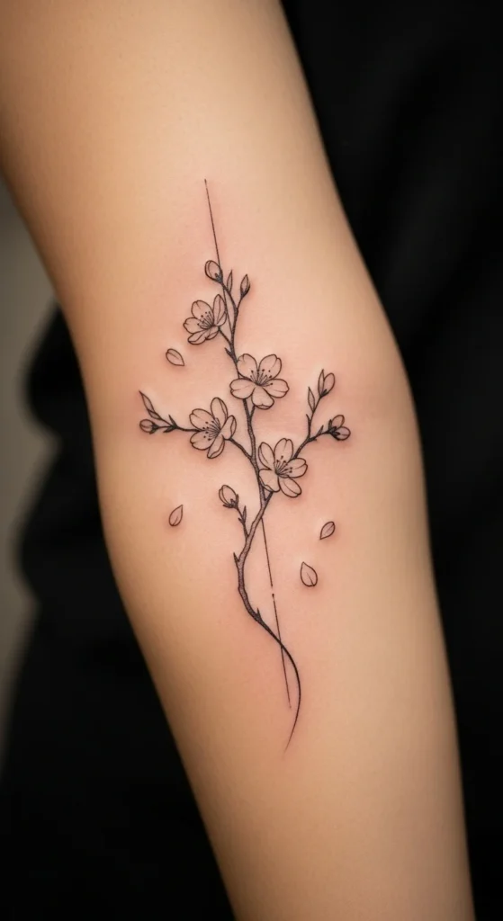 Minimal Cherry Blossom Branch