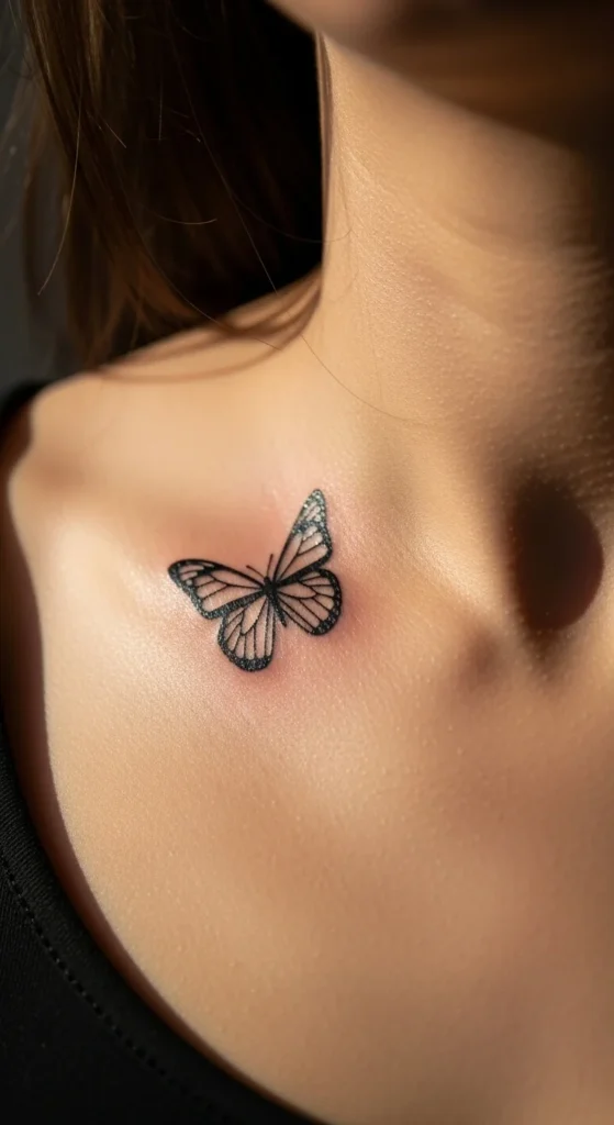 Butterfly Silhouette on the Collarbone