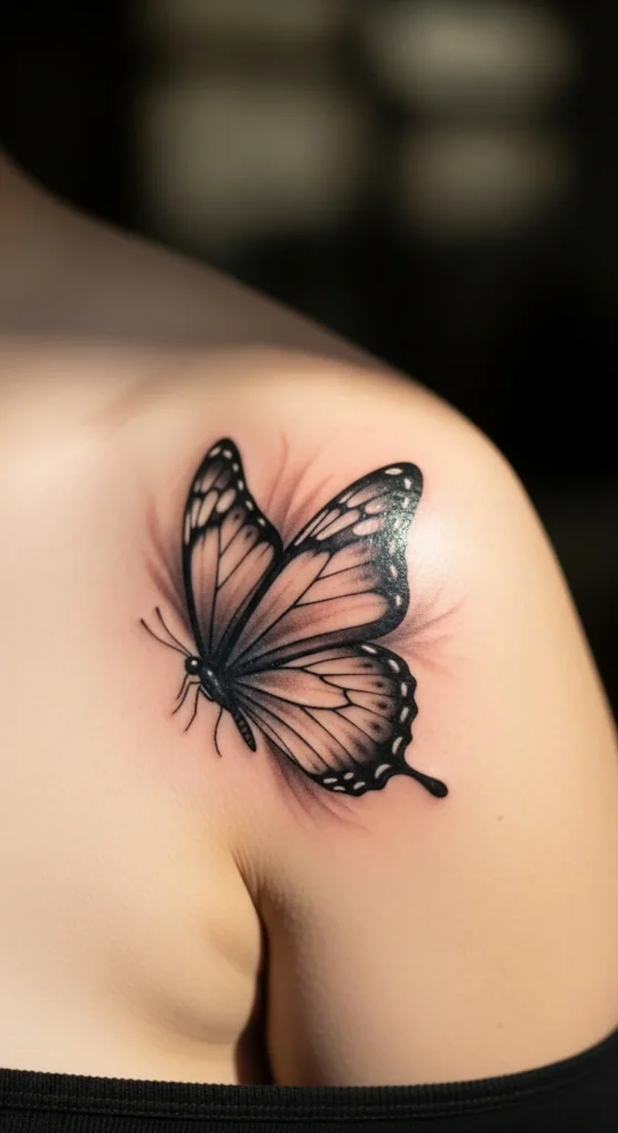 Butterfly with Soft Shading on the Shoulder