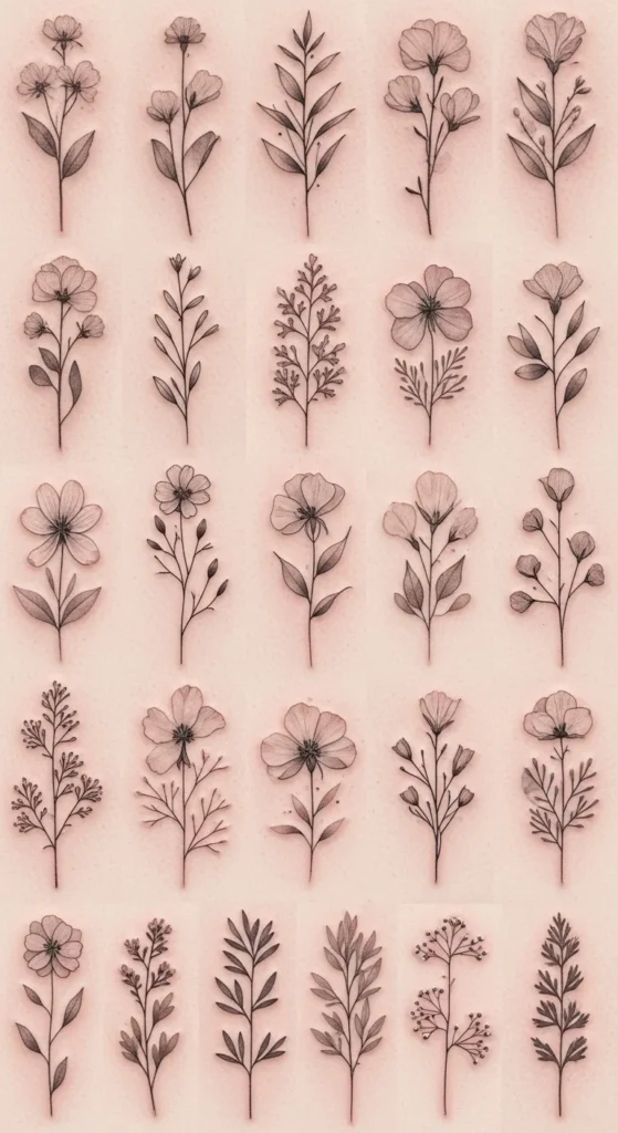 Pressed Flower Style Tattoo