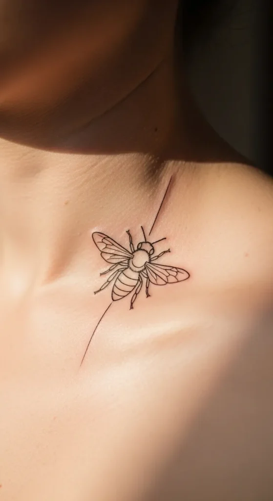 Bee Outline on the Collarbone