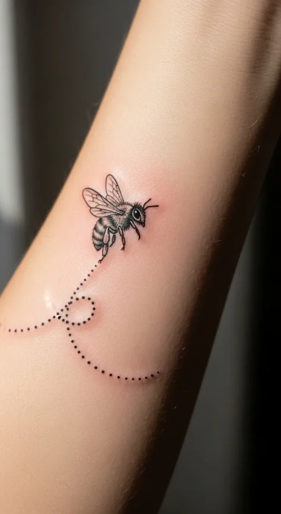  Bee with Dotted Flight Path
