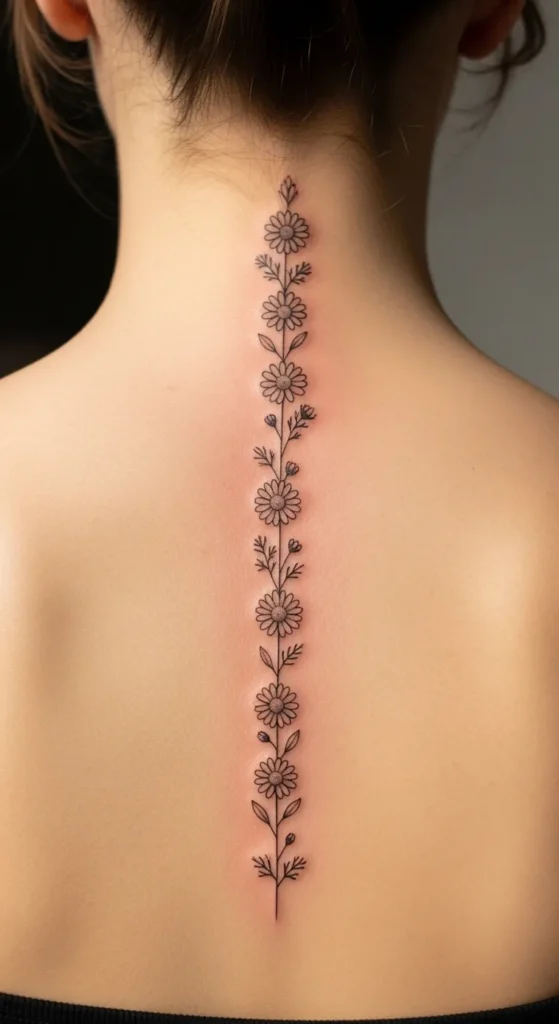  Camomile Chain Spine Tattoo