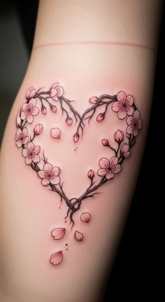 Cherry Blossom Heart Shape