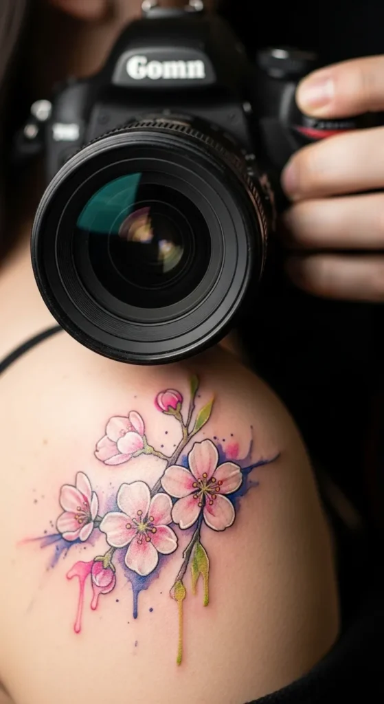 Cherry Blossom Watercolor Style