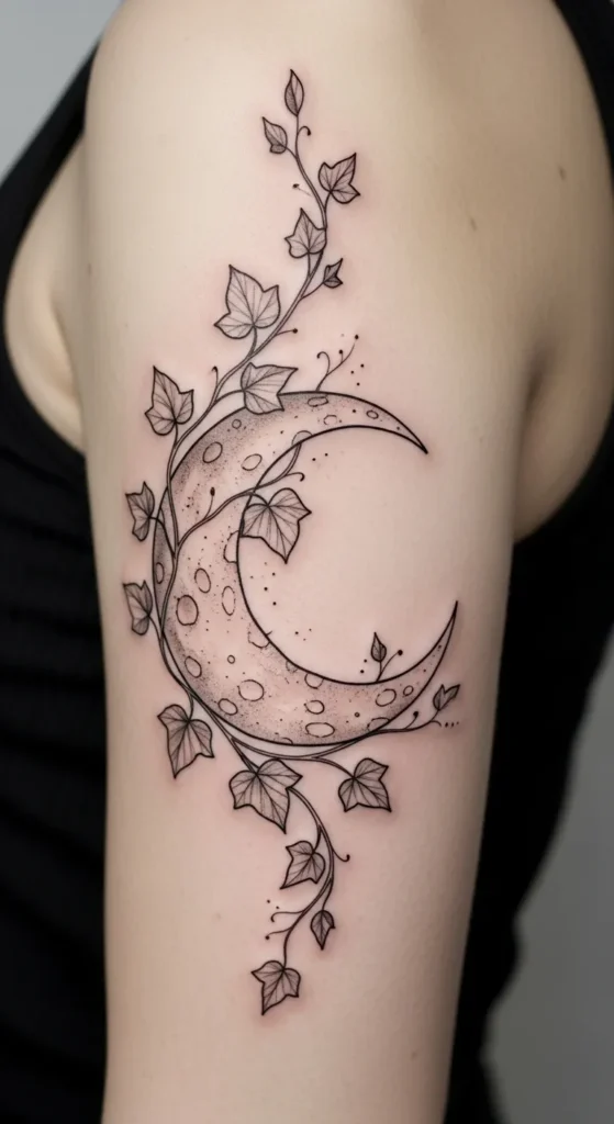 Crescent Moon with Ivy