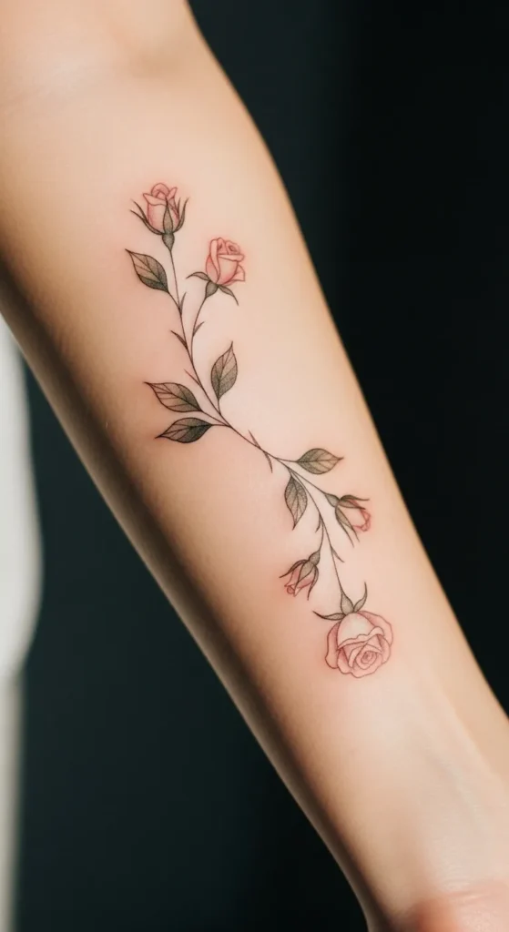 Dainty Rose Vine Around the Arm