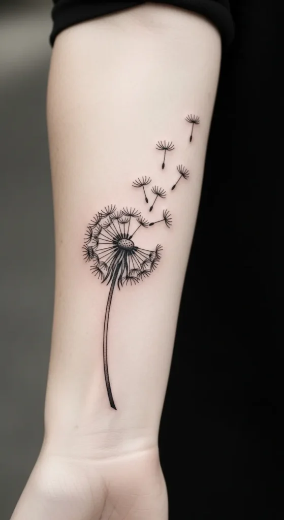  Dandelion Blow Wrist Tattoo