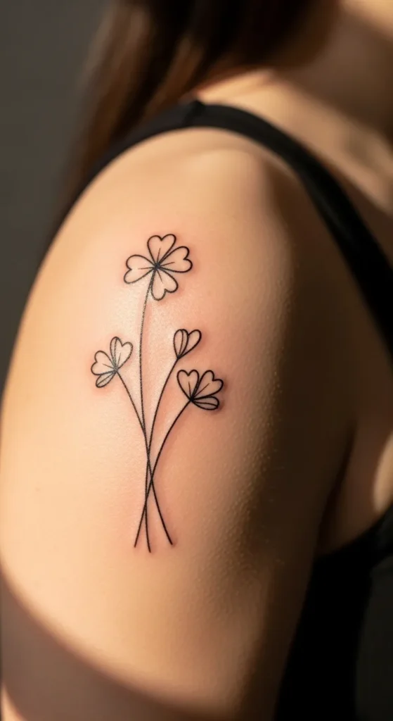  Delicate Clover Shoulder Outline
