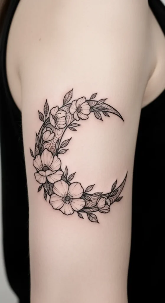 Floral Crescent Moon