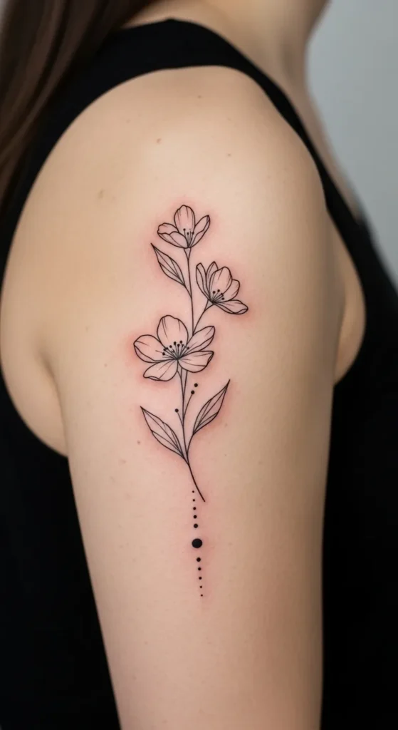 Floral Shoulder Line and Dot