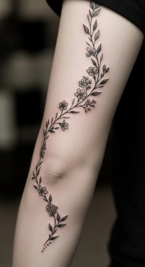 Forearm and Elbow Vine Tattoo