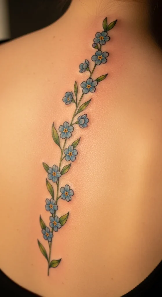 Forget-Me-Not Spine Tattoo