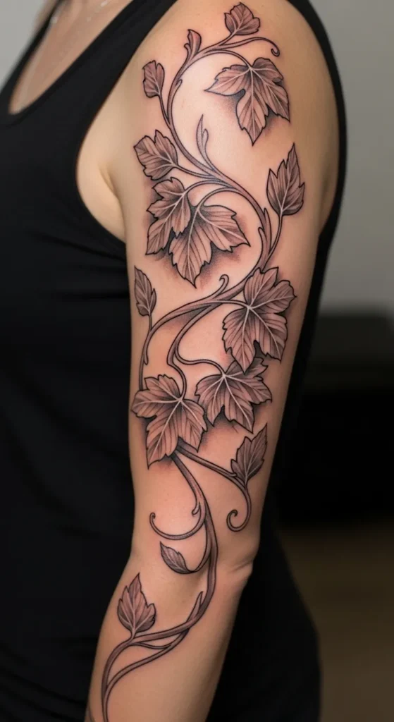 Half Sleeve Vine Tattoo