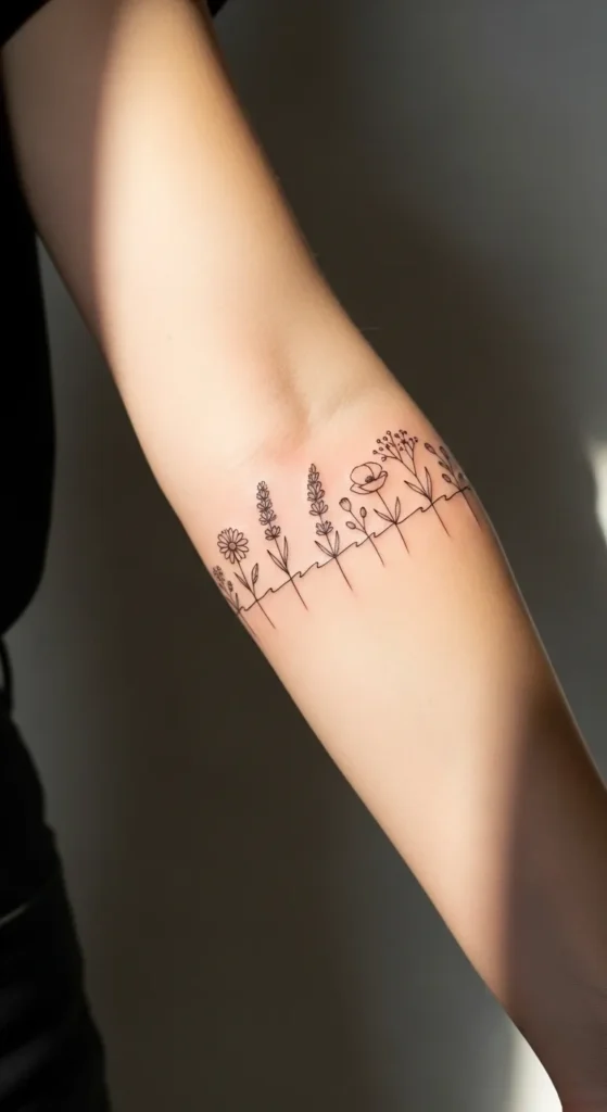 Horizontal Wildflower Line