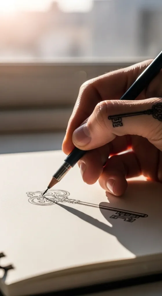 How to Draw Minimal Key Tattoos