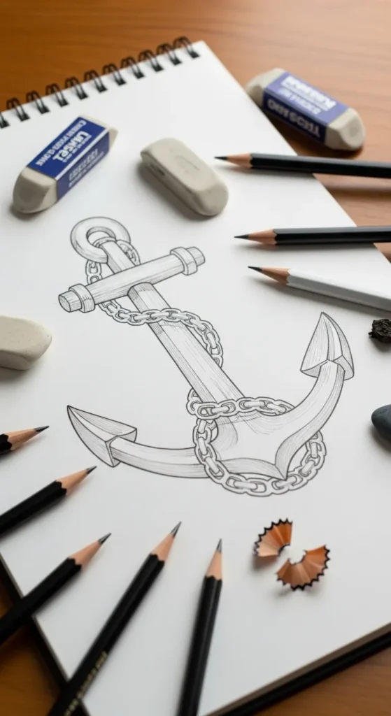 How to Draw Tiny Anchor Outline Tattoos