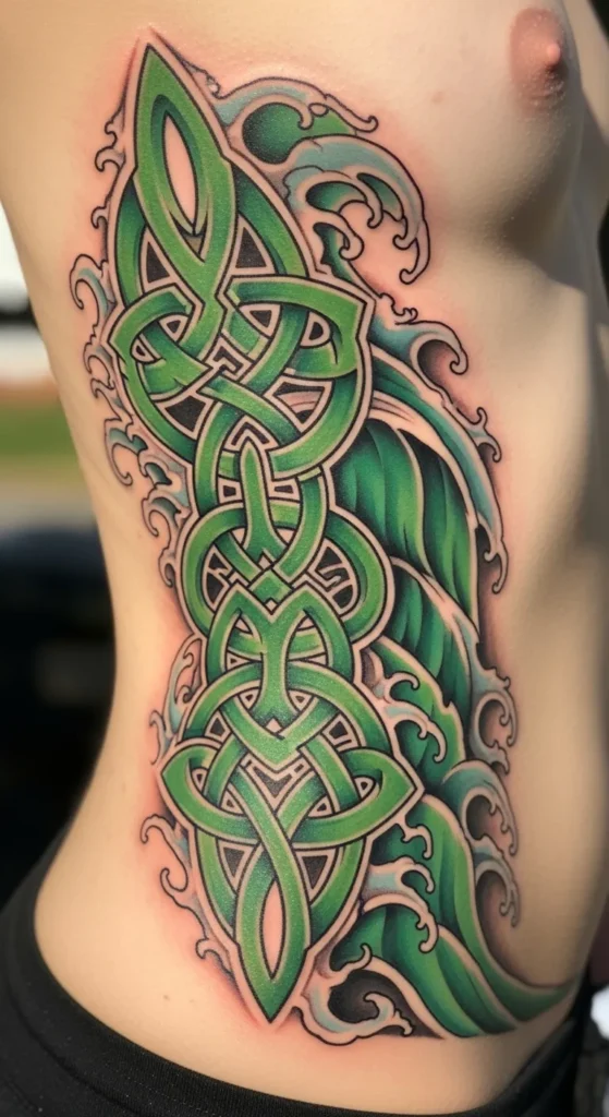 Knot and Wave Side Tattoo