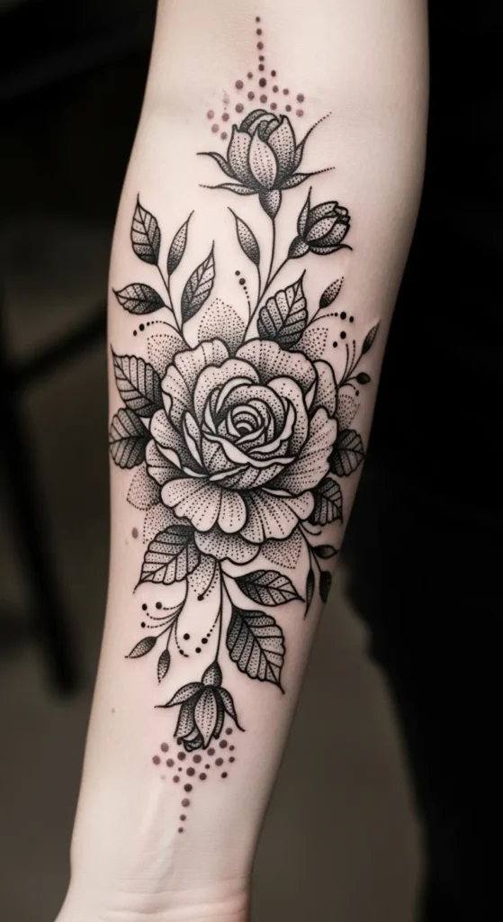 Light Mauve Floral Dotwork