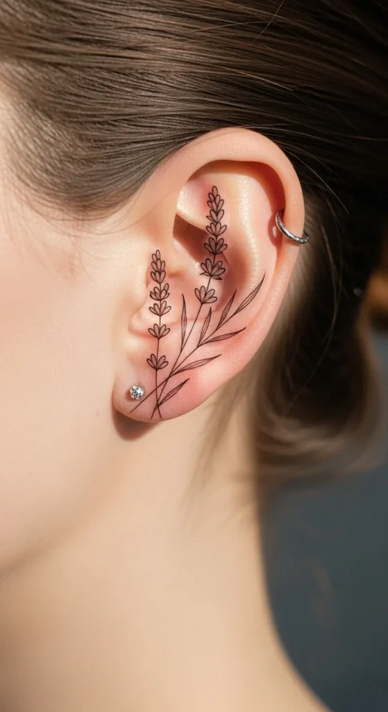 Mini Lavender Sprig Behind the Ear