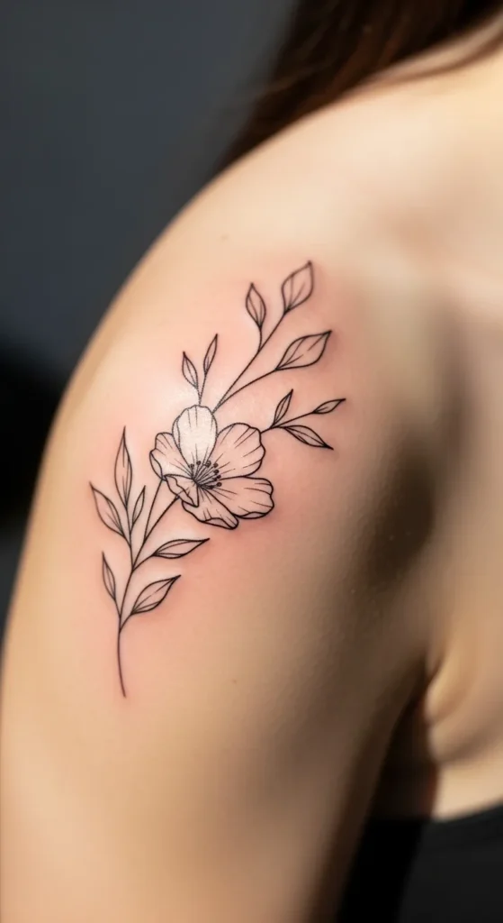 Minimal Floral Line Shoulder