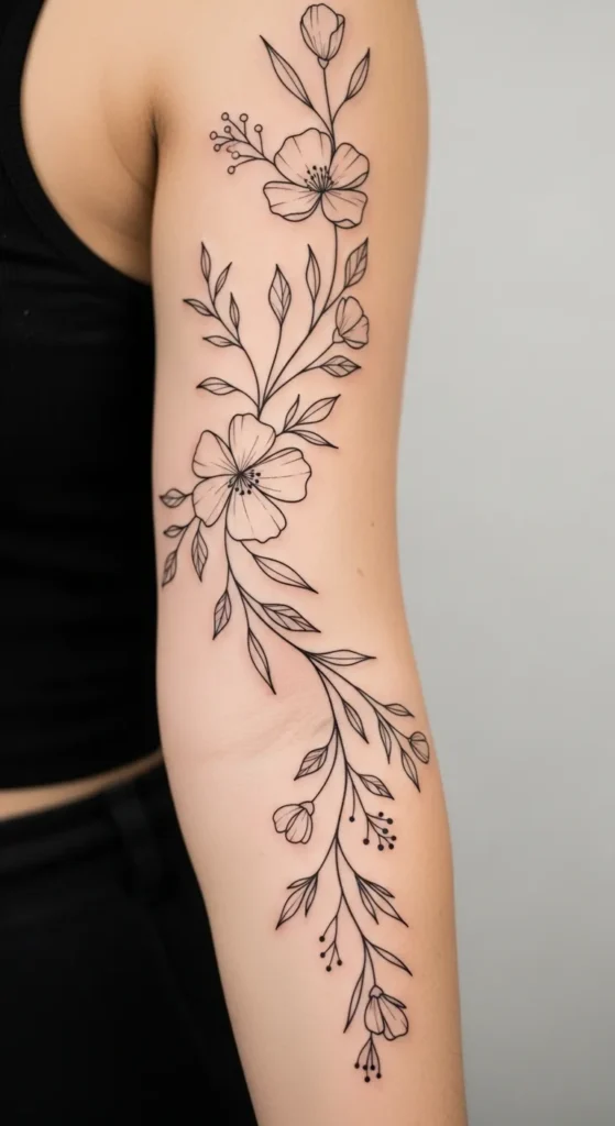Minimal Floral Outline Sleeve