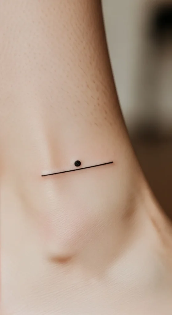 Minimal Horizon Sun Dot Tattoo