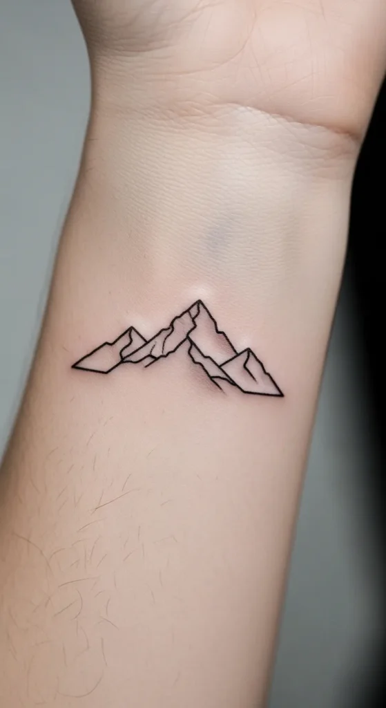 Minimal Mountain Outline Tattoo