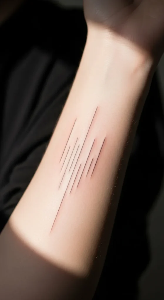 Minimal Rain Line Tattoo
