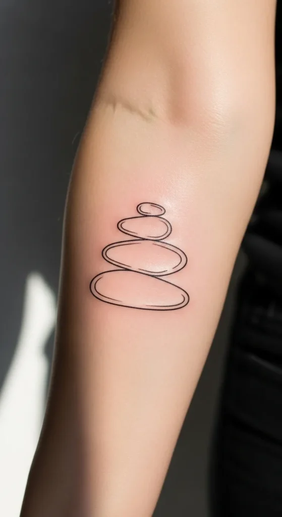 Minimal Rock Stack Line Tattoo