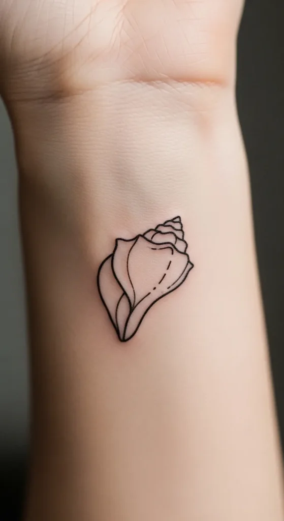 Minimal Shell Outline Line Tattoo